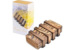 KAILIMENG Puzzle Box, Secret Magic Box with 2 Hidden Compartments Drawers Coin Money Gift Box - Brain Teaser Trick Box 3D Woo