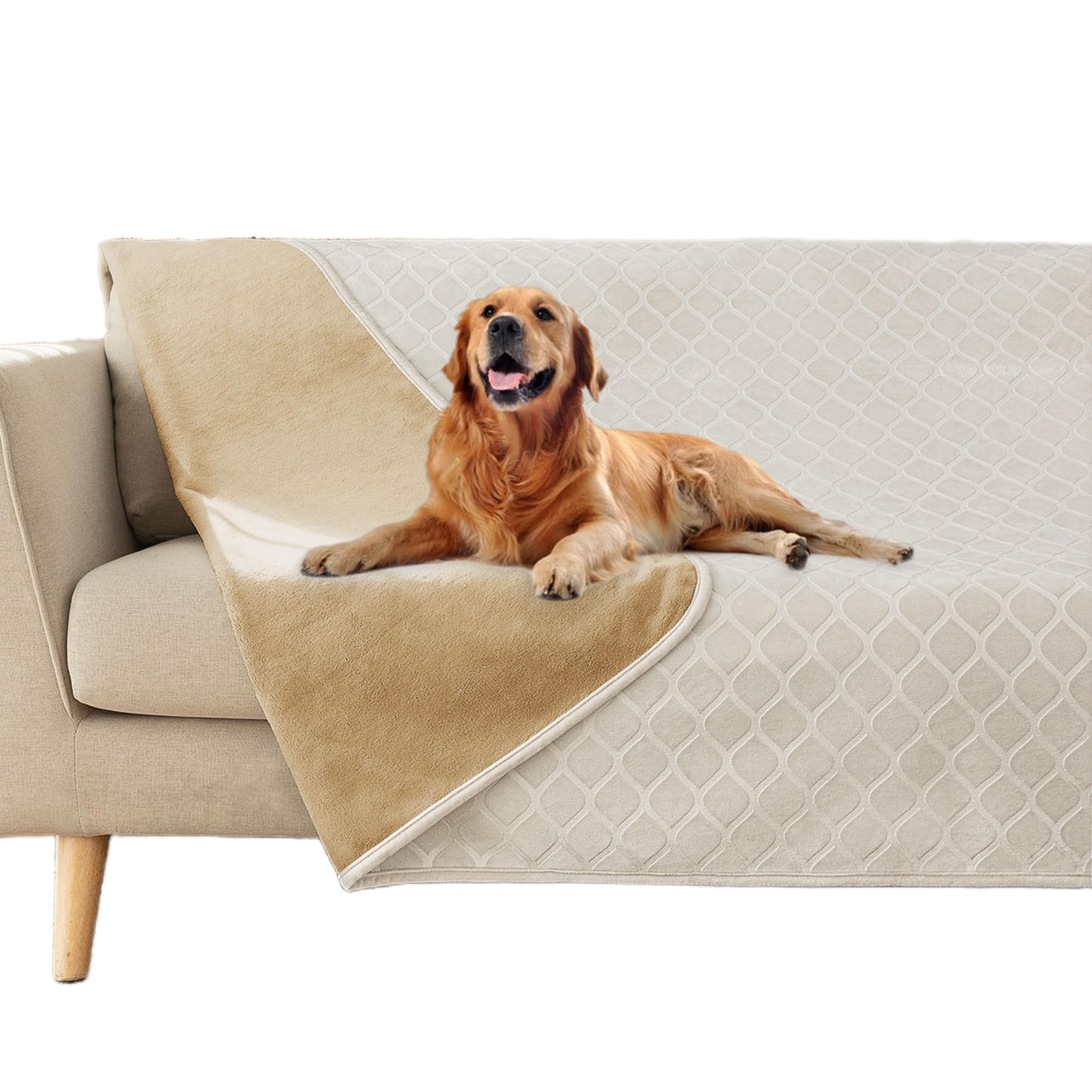 Photo 1 of fuguitex Waterproof Dog Blanket Bed Cover Dog Crystal Velvet Moroccan Fuzzy Cozy Plush Pet Blanket Throw Blanket for Couch Sofa(52 * 82 inch, Cream+Sand)LPNPMEX6215223
