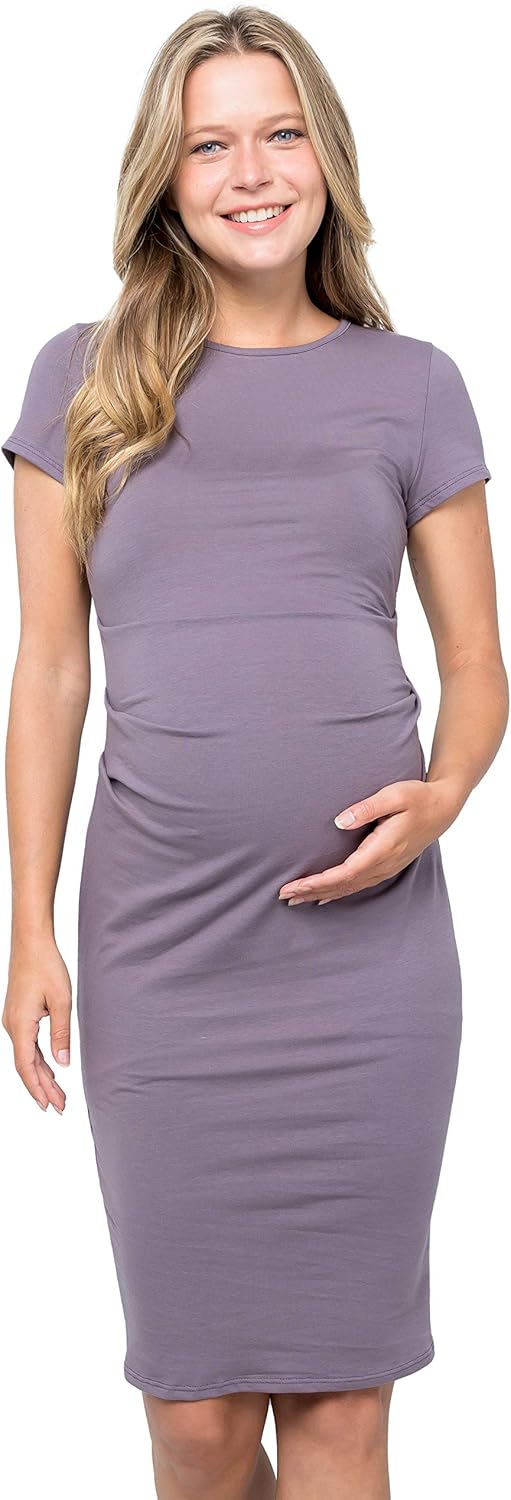My Bump Women's Organic Cotton Short Sleeve Round Neck Casual Maternity Dress(Made in USA) at  Women’s Clothing store