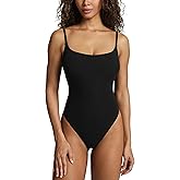 PAVOI ACTIVE Square Neck Cami Bodysuit for Women Adjustable Spaghetti Strap Bodysuit Double Lined Thong - Everyday Essentials