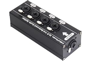 SIUNIMAS Hotswap Design 3Pin XLR 6.5 6.35 1/4” TS/TRS Combo Connector 1-in 4-Out Splitter Box Durable Aluminum Alloy Distribute Box with Combo Audio Jack (SIM XLR/TRS/TS 1-4 SP)
