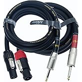 Speak on 2Pcs Professional Speakon to 1/4 Inch ts Speaker Cable for pa Jack Pair 12awg Gauge Male Audio Port Plug Amplifier Connection dj amp Heavy Duty bocina Cord Wire ft with Twist Lock(6 feet)ft