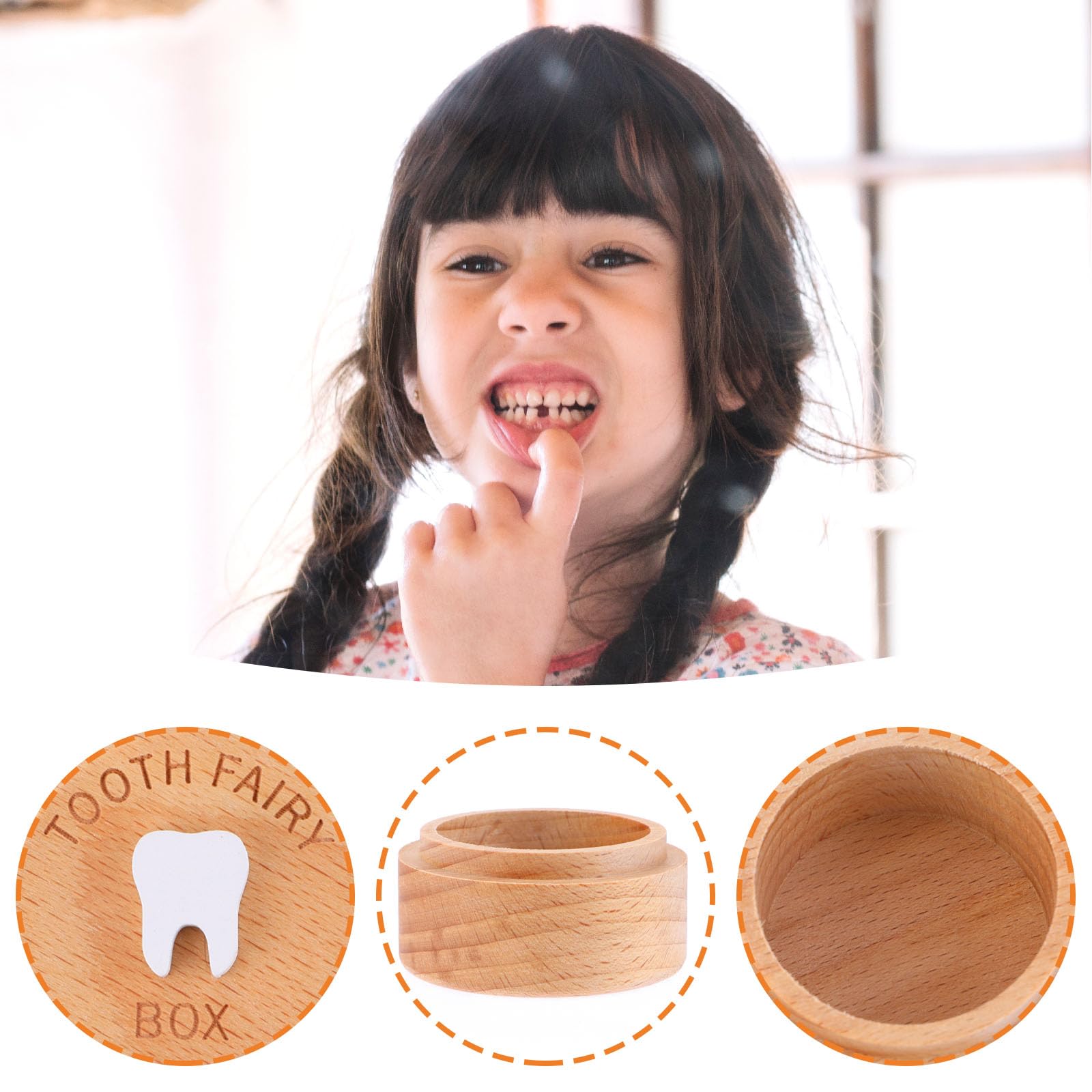 Ouligay Tooth Fairy Box for Girls and Boys, 3D Carved Wooden Box, Cute Lost Tooth Holder, Tooth Fairy Gifts for Birthdays Baby Shower Holiday