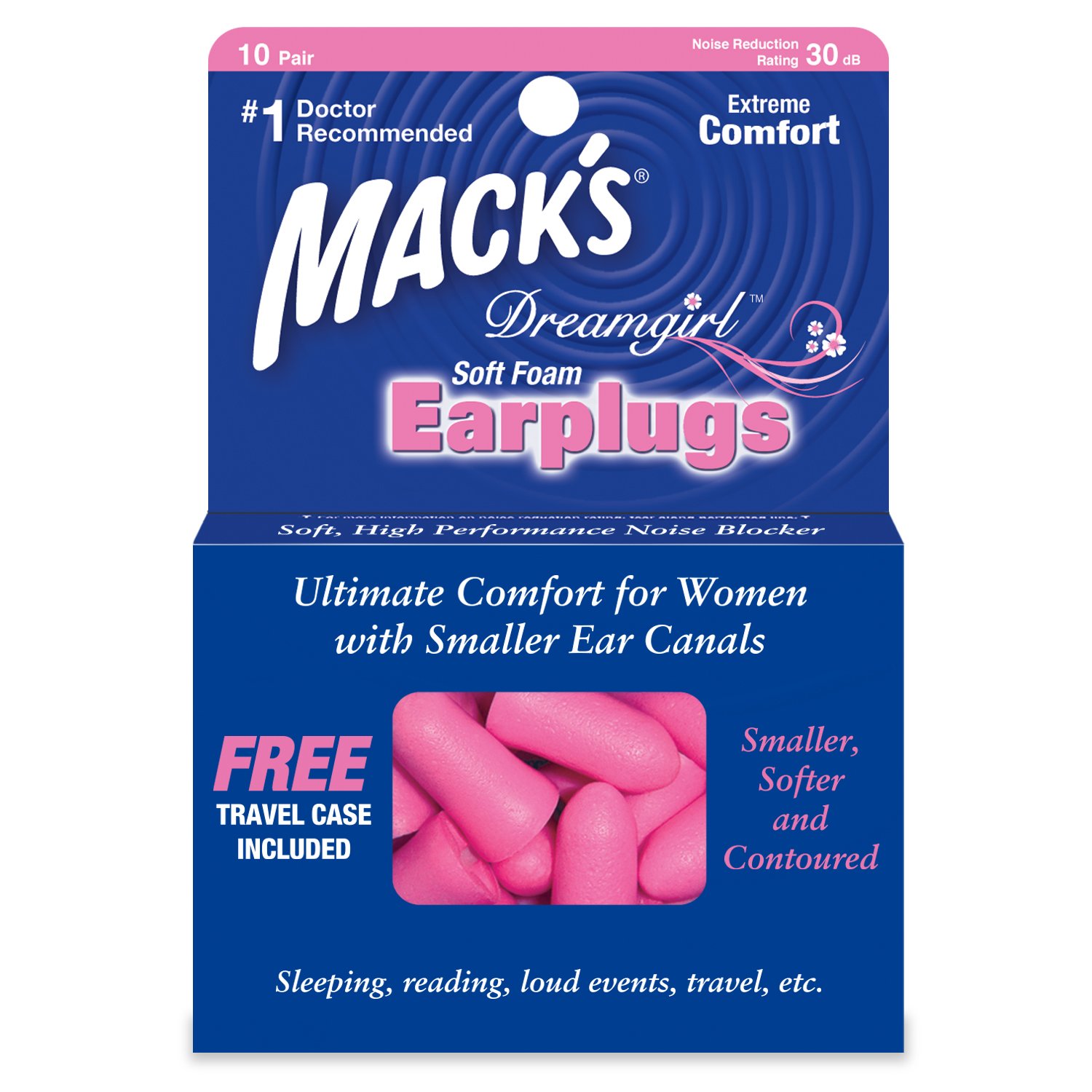 Mack's Dreamgirl Soft Foam Earplugs - Pack of 10 Pairs