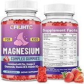 Kids Magnesium Gummies-Magnesium Glycinate Gummies for Kids Supplement-w/Zinc, Chamomile, Omega-3, Vitamin B6, D3 - for Sleep, Relaxation, Brain, Bones, Children's Calm, Sugar Free Strawberry 60ct
