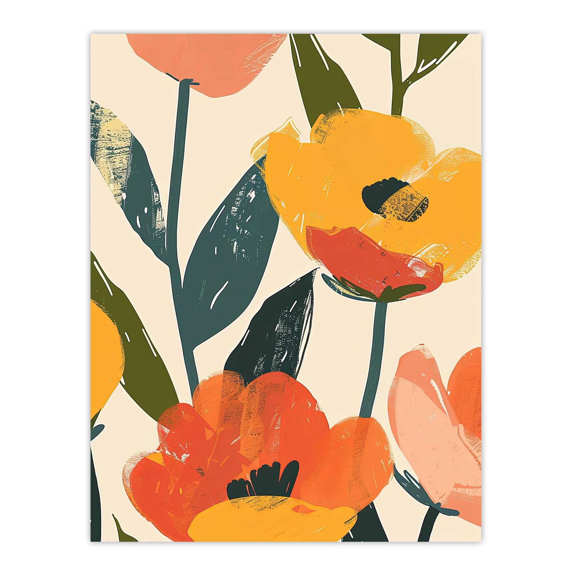 Artery8 Simple Spring Flower Blooms Bright Painting For Living Room Extra Large XL Wall Art Poster Print