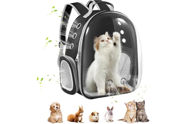 Pawaboo Cat Backpack Carrier, Pet Bubble Carrying Bag for Small Medium Kitty Puppy, Transparent Cat Space Capsule Backpack Ai