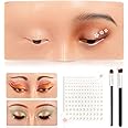 Makeup Practice Face, Silicone Makeup Practice Board, Face Eyes Makeup Mannequin for Makeup Artists and Beginners, with Makeup Brushes and 165Pcs Pearl Stickers (Bright)