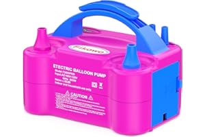 Fikowo Electric Air Balloon Pump - Portable Dual Nozzle Electric ​Balloon Inflator Blower for Party Decoration（110V, 600W, Rose Red）