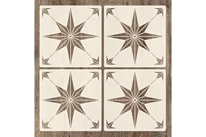 12x12 Inch Floor Stencils Tile Stencil, 4Pcs Furniture Wall Garden Floor Patio Bathroom Painting Floor Decor DIY Reusable