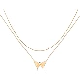 MEVECCO Layered Heart Necklace Pendant Handmade 18k Gold Plated Dainty Gold Choker Arrow Bar Layering Long Necklace for Women