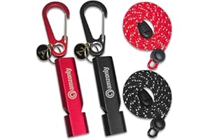 Amzonly Heart-Engraved Aluminum Emergency Whistles for Her/Him, A Pair of Custom-Initialed Whistles with Keychains and Neck Lanyards, for Lifeguard, Coaching, Hiking, EDC Outdoor, Sports, Multi Color