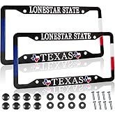 Texas License Plate Frame American Lonestar State Metal License Plate Cover Front Plates Frames Car Tag Frame for Women Men US Vehicles Standard(Set of 2, 12.3" x 6.3")