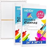 Stretched Canvas for Painting 24 x 36 Inch, 2 Pack Large Blank Canvas, Triple Primed Acid-Free Cotton, Professional Canvas for Acrylic Oil Pouring &amp; Wet Media
