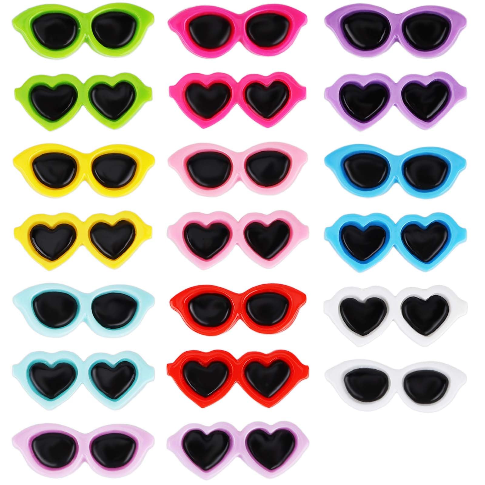 LUTER 100pcs Mini Sunglasses for Crafts, Colorful Mini Resin Sunglasses Charms Tiny Size flatback Charms Sunglasses for DIY Jewelry Scrapbooking Phone Shell Craft Accessories