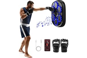 YOEYOU Upgraded Large Size Music Boxing Machine for Kids & Adults, Smart Bluetooth Boxing Machine Wall Mounted with LED, 9 Modes & 9 Speeds, Punching Workout Machine with Boxing Gloves