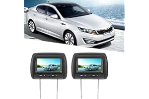 POCREATION 7 Inch HD Car Headrest LCD Monitor with 2 Video Inputs, Black Adjustable Control for Driver Passenger Seat