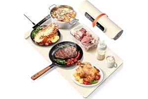 ZUKBEN Warming Mat for Food,Food Warming Mat,Electric Warming Tray with 10 Temp-Settings,10H Timer,Portable Food Warmer for Parties,Buffets,Family Gatherings,Holiday,Child Lock (Beige, 26 * 15 Inch)