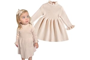 Simplee kids Toddler Dress Baby Girl Fall Dress Ribbed Knit Sweater Dress for 6M-5T
