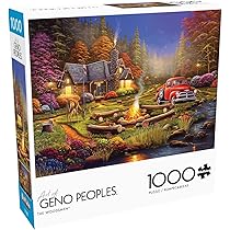 HUADADA 1000 Piece Autumn Village Puzzle - Adult Jigsaw Puzzle With Poster