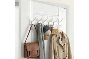 Peasulin Over The Door Hooks, Sturdy Door Hanger, Large Over The Door Towel Rack with 12 Hooks, Heavy Duty Easy to Install, f