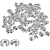 uxcell 200Pcs Crimp Beads Covers, 4mm Crimp Bead Knot Covers Round Open Beads End Tips for Jewelry Making DIY, White