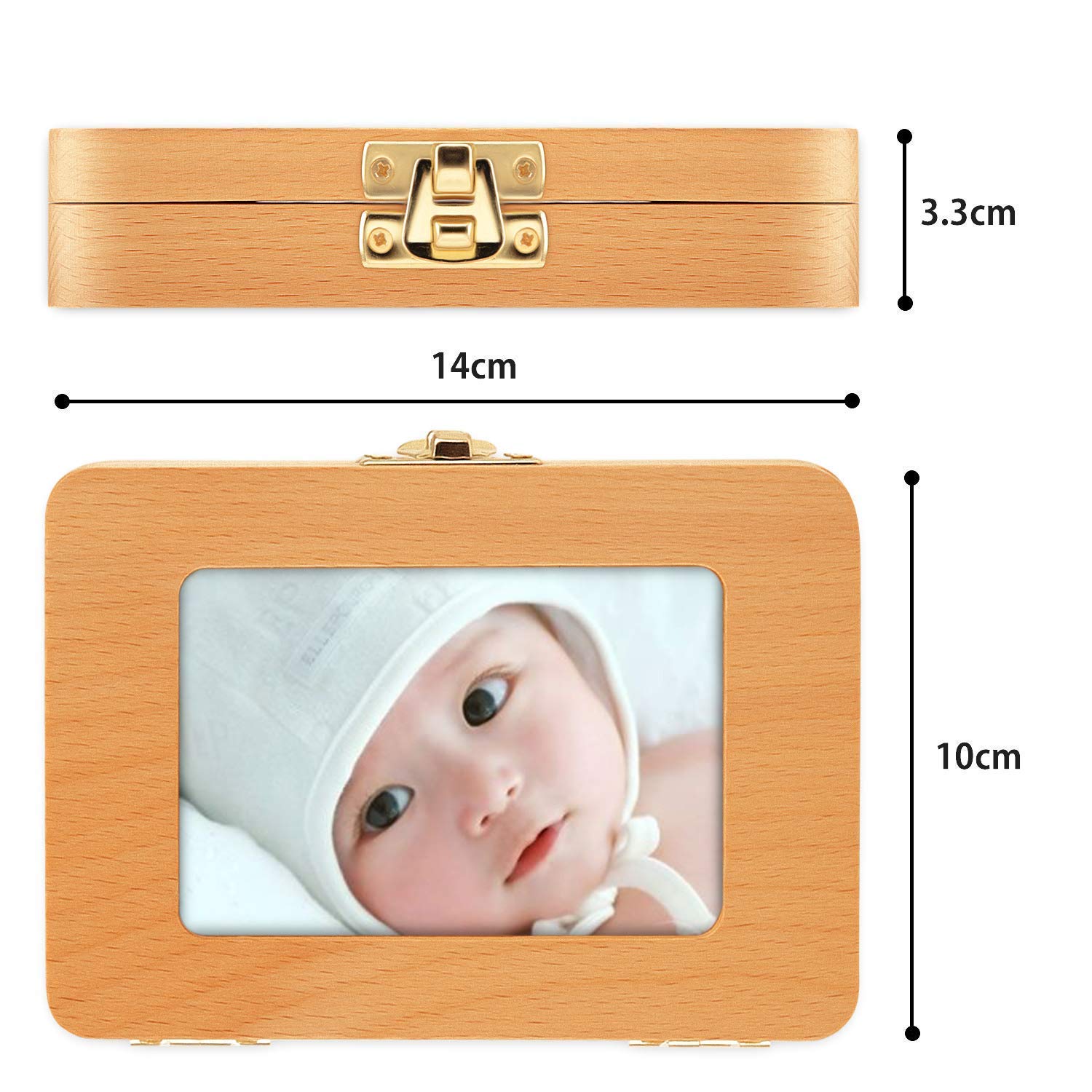 Esweny Baby Tooth Box,Solid Wood Teeth Boxes,Teeth Storage Box,Baby Save Boxes,Kids Keepsake Organizer for Baby Teeth and Hair,Baby Shower& Birthday Gift