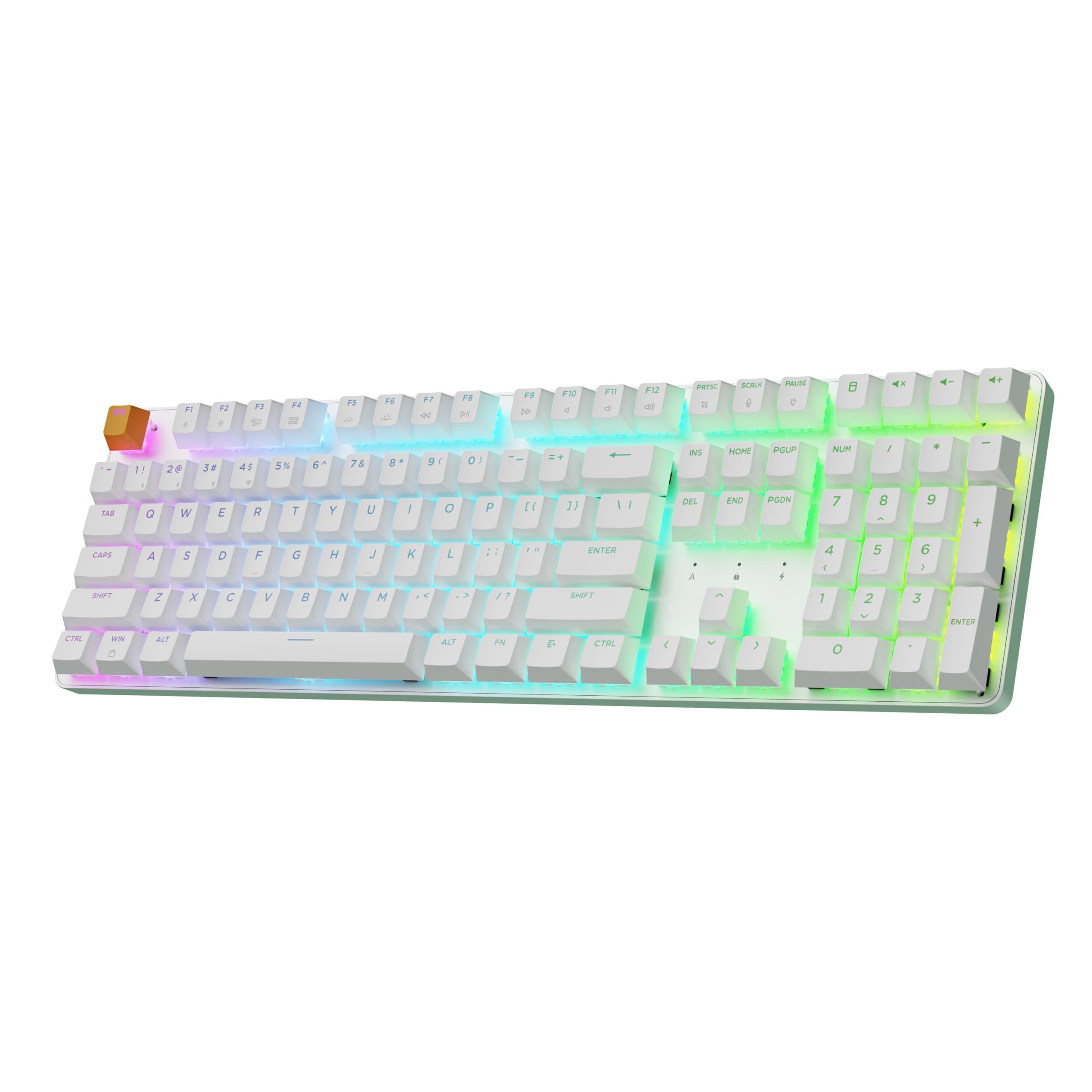 Keychron KJ5 Wireless Custom Mechanical Keyboard, 2.4 GHz Bluetooth QMK Full-Size Layout RGB, Hot-swappable Red Switch Compatible with Mac Windows Linux, for Gaming Office - White
