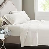 Croscill Egyptian Cotton Sheet Luxuriously Soft 500TC Cotton Sheets, Fitted Deep Pocket Sheet Set Fits Up to 18" Mattress, All Seasons 100% Certified Egyptian Cotton Bed Sheets, Queen White 4 Piece