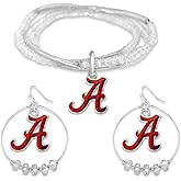 Jenkins Enterprises Jewelry Set – Silver Tone Bracelet & Hoop Earrings – Iridescent Team Logo Charms – NCAA Licensed Jewelry Gift Set for Women & Fans – Lightweight & Stylish