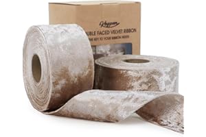 Keypan Velvet Ribbon 1-1/2 inch Wide Double-Sided Glossy Fabric Ribbons for Christmas Tree Decor Gift Wrapping Flower Bouquet DIY Crafts 10Yd (Champagne)