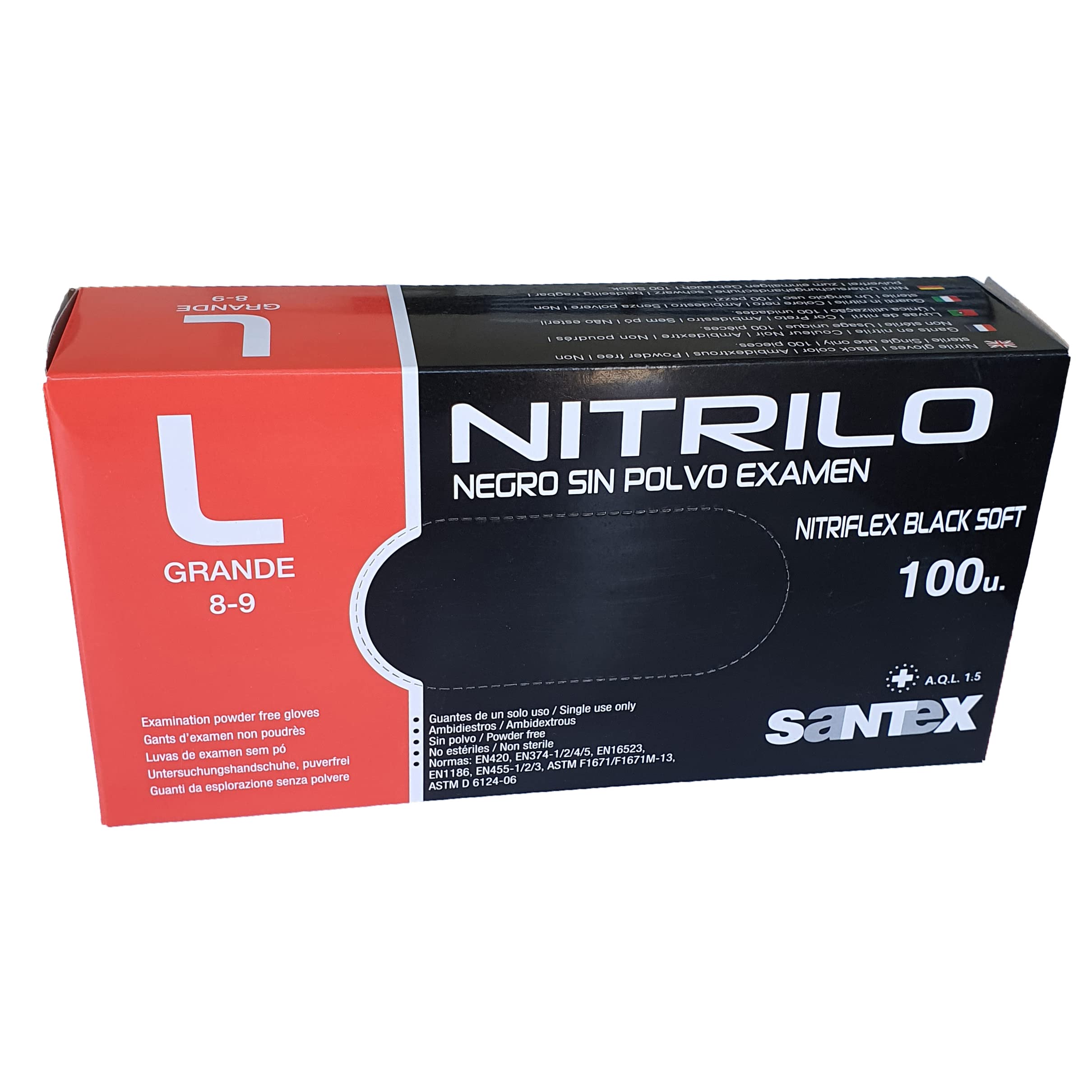 Black nitrile glove L 100 units SANTEX