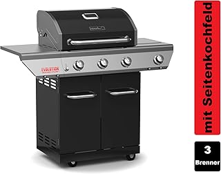 Nexgrill 3B Evolution Gasgrill mit Gusseisen-Grillrost I 3 Brenner Gas Grill mit Edelstahl-Seitenkocher &amp; Smoker I Grillwagen mit Grillthermometer und patentierter Infrarot Technologie (Silber)