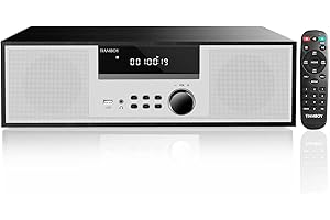 TIAMBOY Vintage Home CD Stereo System, 40W RMS Micro Component with CD Player, Bluetooth, USB Playback, FM Radio, AUX-in & Earhpones Output, Clear Sounds & Rich Bass (TB-816 Black)