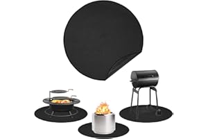 Apipi 47'' Fire Pit Mat Compatible with Solo Stove Bonfire - Fireproof Grill Mat Deck Patio Protector, 3-Layer Reusable Easy to Clean Round BBQ Mat for Outdoor Camping Accessories, Black