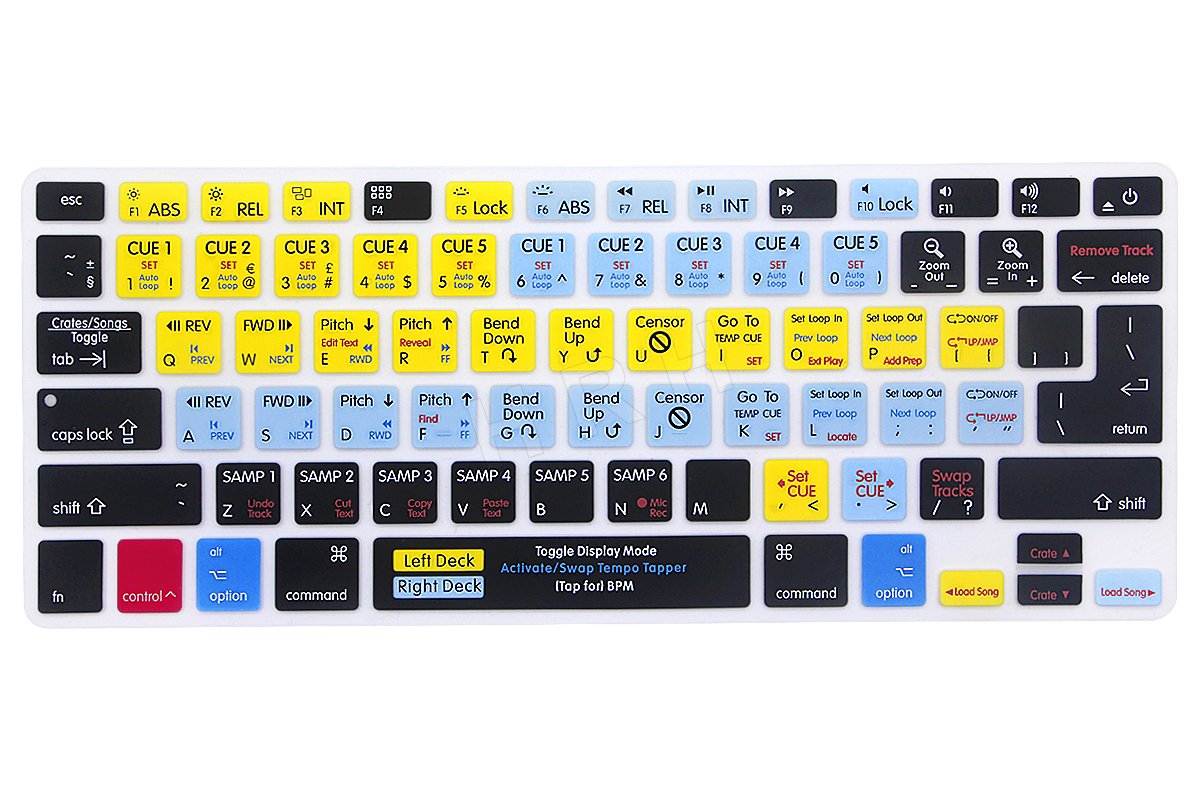 MMDW Serato Scratch LIVE Shortcuts Keyboard Skin Hot Keys Keyboard Cover for MacBook Pro 13" 15" 17"(with or w/out Retina Display) Silicone Skin for MacBook Old Air 13", European/USA