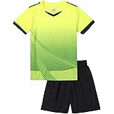 LUCKYLUAN Kids Soccer Jersey Sports Team Training Shirt and Shorts Uniform