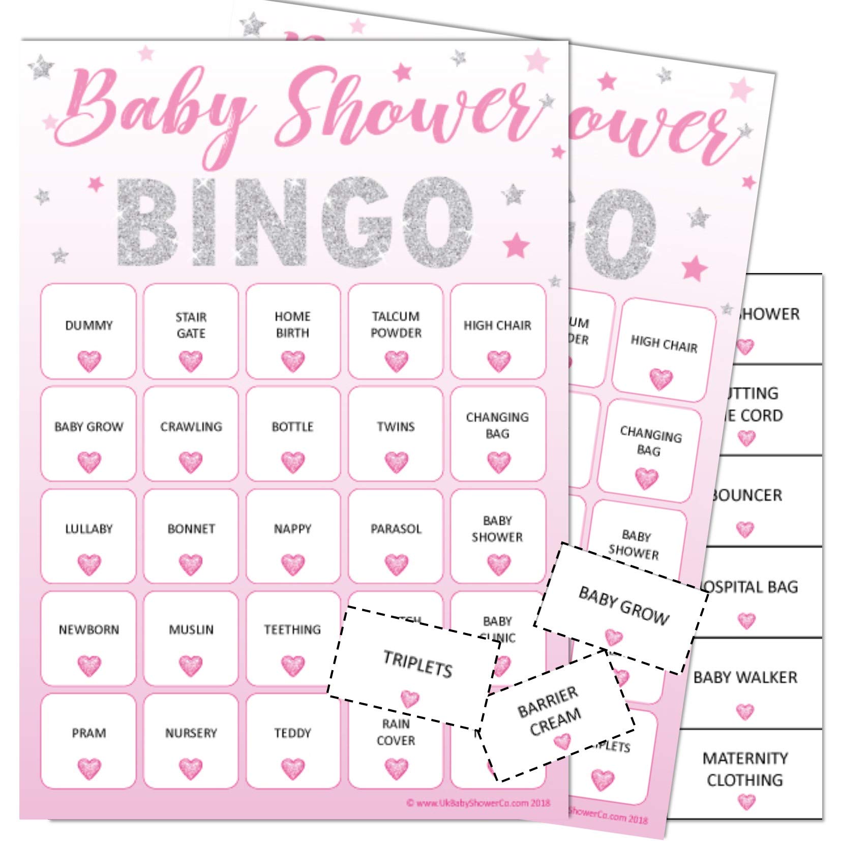 Pink Bee Baby Shower Bingo Games Bingo Party Pink Themed Up to 20 Players
