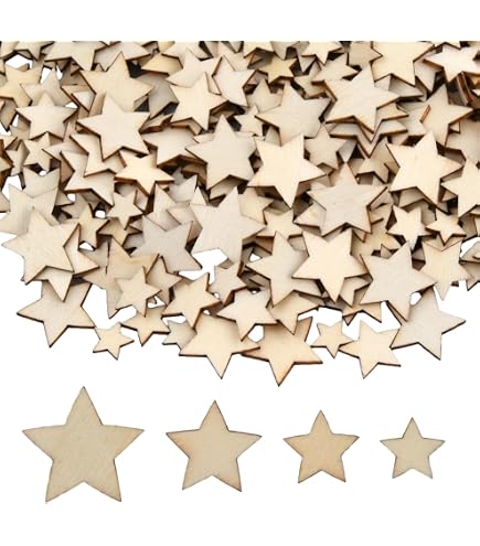 PATIKIL 25mm Wooden Stars, 200 Pack Unfinished Wood Stars Blank...