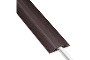 LZEOY 4FT PVC Cord Protector Floor, Floor Cord Cover, Wood Black Cord Hider Floor, Soft Organizer Wires Floor Cable Cover, Hide Extension Floor Wire Covers for Cords, Cable Cavity: 0.47" (W) x 0.24" (H)