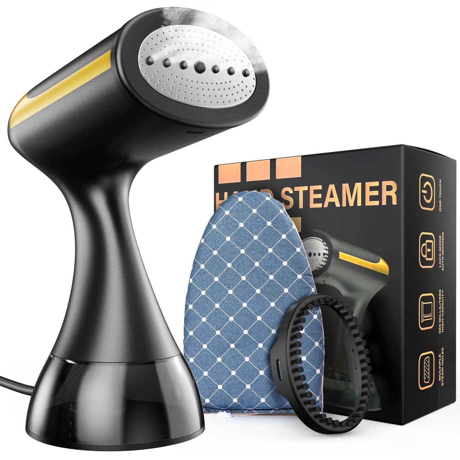 Photo 1 of Yewkoisl Steamer for Clothes – Handheld Clothing Steamer with 20s Fast Heat-Up, 300ML Water Tank, Includes Fabric Brush, Lint Remover & Ironing Glove for Home & Travel Use