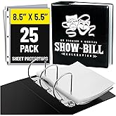 Show-Bill/Playbill Binder for Broadway and Theatre Show-Bills, Comes with 20 Sheet Protectors to Hold and Organize All Your Playbills, D-Ring, Black, by Ring Binder Depot