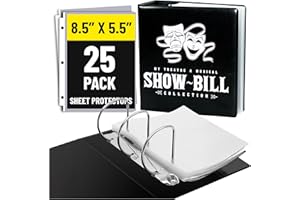 Show-Bill/Playbill Binder for Broadway and Theatre Show-Bills, Comes with 20 Sheet Protectors to Hold and Organize All Your Playbills, D-Ring, Black, by Ring Binder Depot