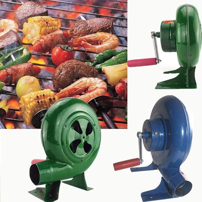 CHENGL Barbecue Gebläse Manuelle Schmiede Gebläse Barbecue Gebläse Feuerzeuggebläse (Grün, 150w)