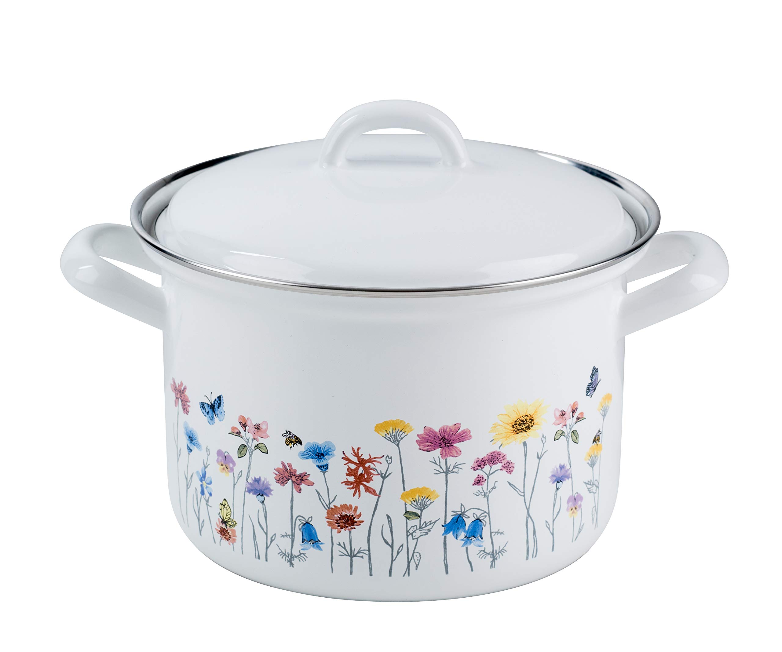 RIESS 0121-070 Meat Pot with lid, Diameter 14 cm, Capacity 1 Litre, Country, Special Edition Flora, Induction