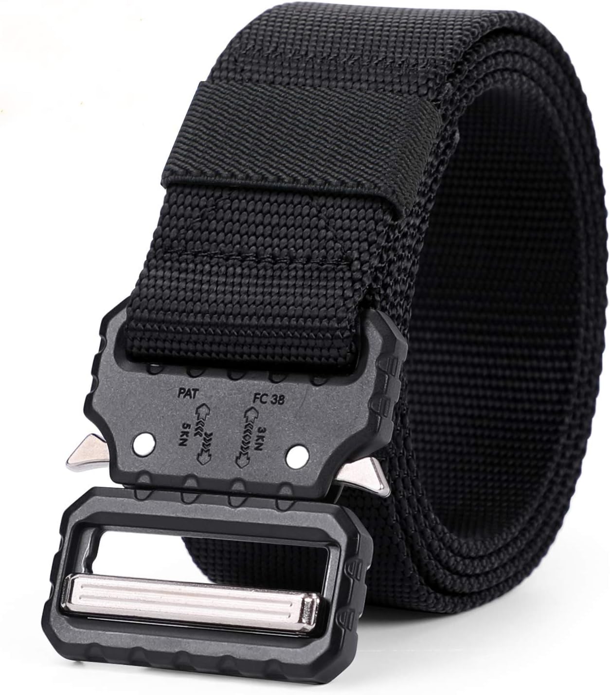 WERFORU Tactical Belt, Military Style Webbing Riggers Nylon Belt with Heavy-Duty Quick-Release Metal Buckle 1.5 Inches Wide