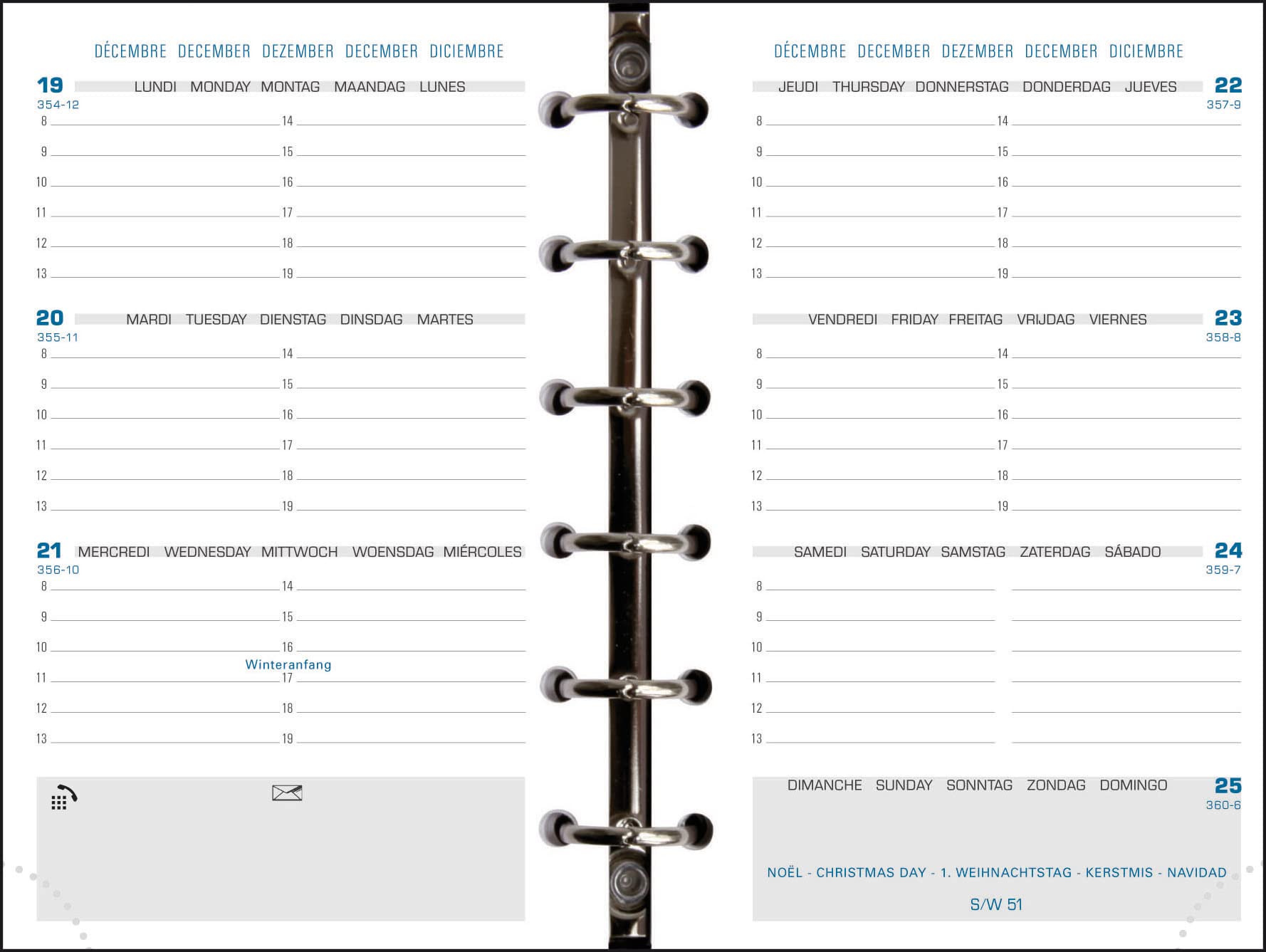 Exacompta — 14212E — Recharge Exatime 14 — 12.6 cm x 8.1 cm — The week on 2 horizontal sides — September 2023 to December 2024