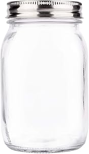 Premium Mason Jars 16 oz by Soul, Crystal Glass, Airtight Stainless Steel Lid, Dishwasher Safe, BPA Free, Drinking Jar, Canning Jar [3rd Gen]