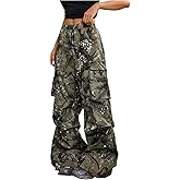 SOLY HUX Girl's Cargo Pants Camo Print Elastic Waist Straight Leg Baggy Streetwear Pants with Pockets