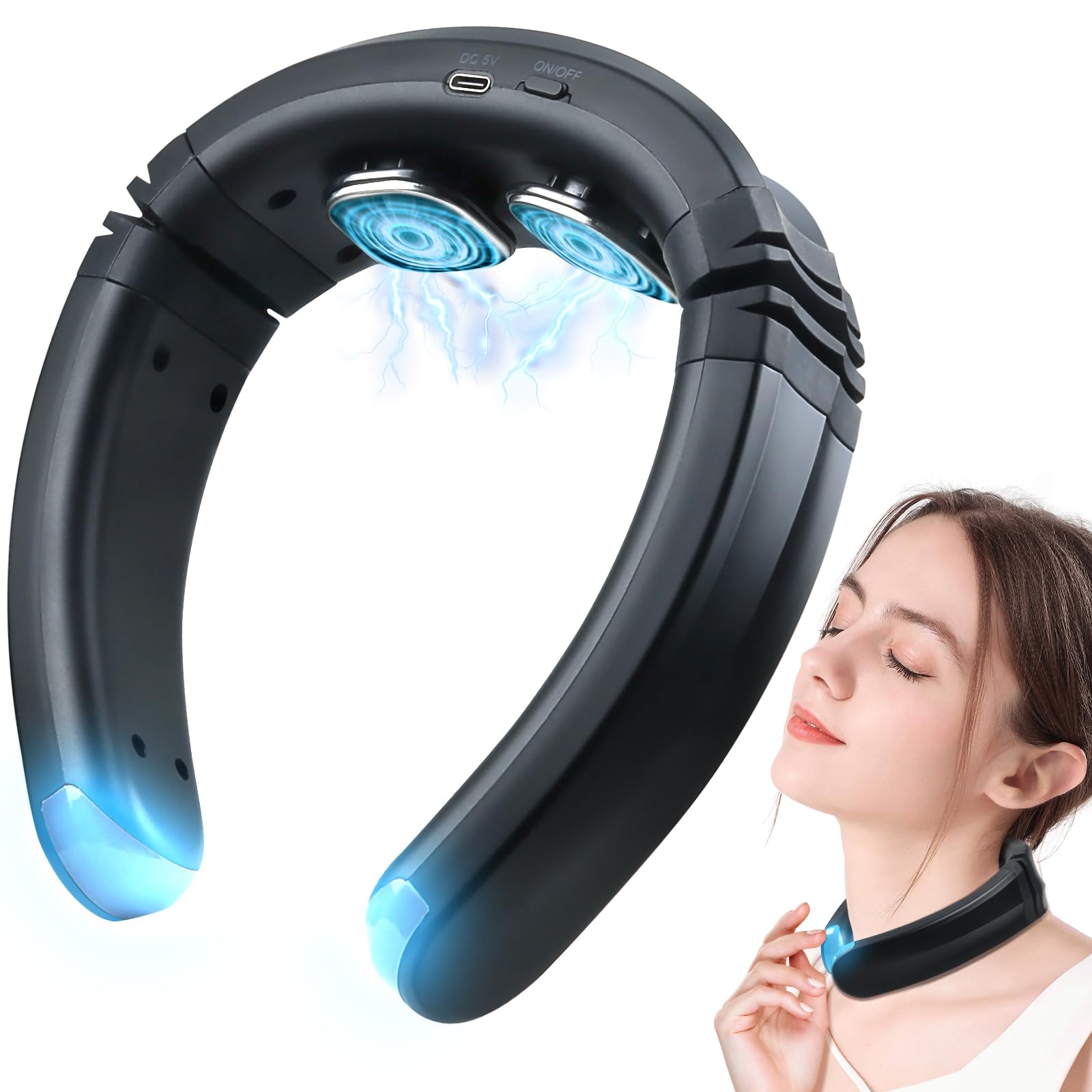 Photo 1 of Neck Massager with Heat, Electric Neck Massager, Neck Massager for Pain Relief Deep Tissue, 9 Modes 50 Intensities, EMS Neck Massager for Home Office Car Travel?Black? FSA HSA Approved Products Only